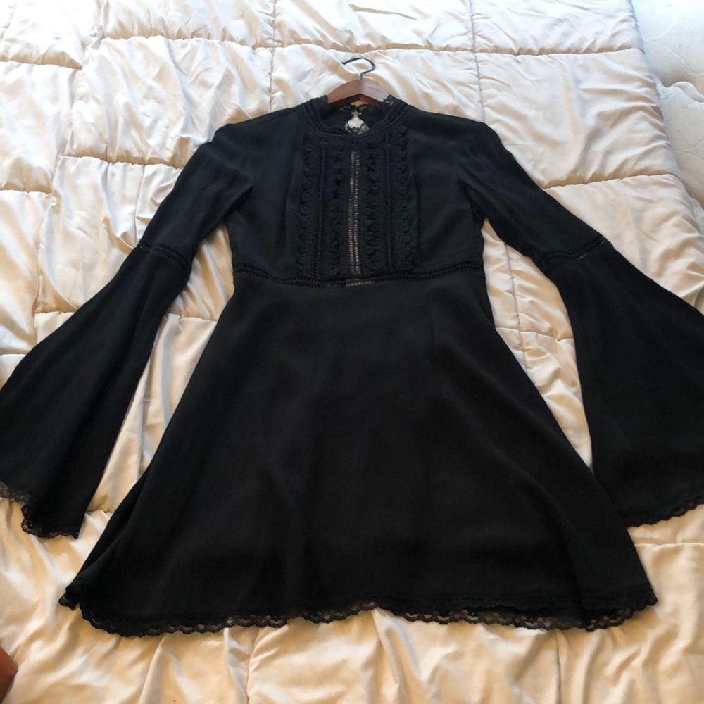 Black lace mini dress